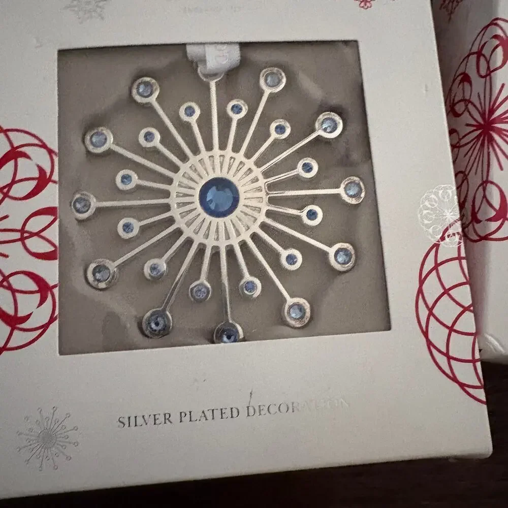 Wedgwood Silver Plated Ornaments Heart and Star Blue Crystal Set New in Box